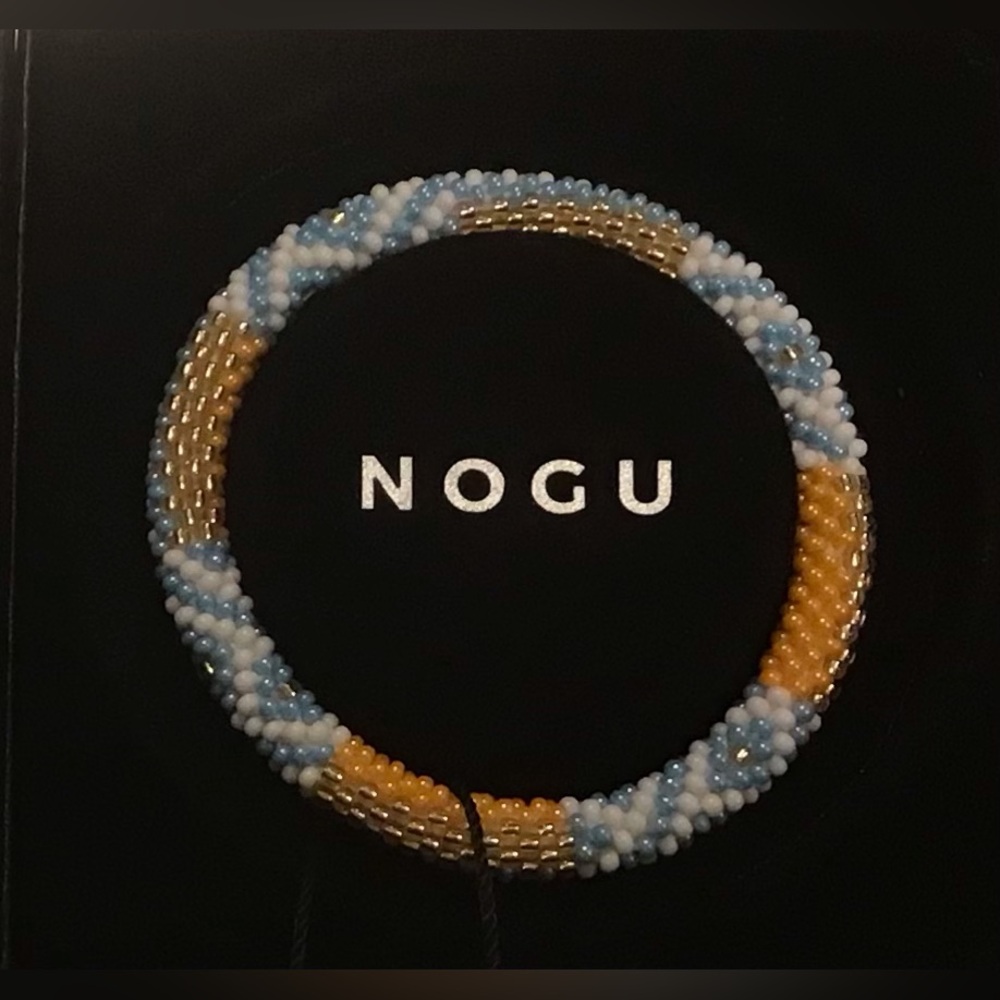 🩵🤎🤍 NOGU Blue, Gold, White Himalayan Bracelet 🤍🤎🩵